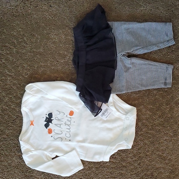 Girls Carter's Halloween SCARY CUTE Bodysuit & Tutu Pant size 3 6 9 12 24 mo NWT - Picture 3 of 5